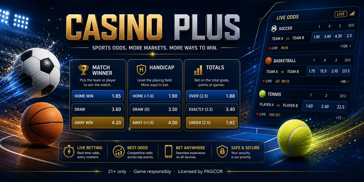 Casino Plus sports odds match winner handicap totals