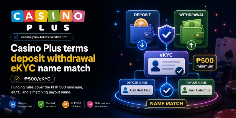 Casino Plus terms deposit withdrawal eKYC name match
